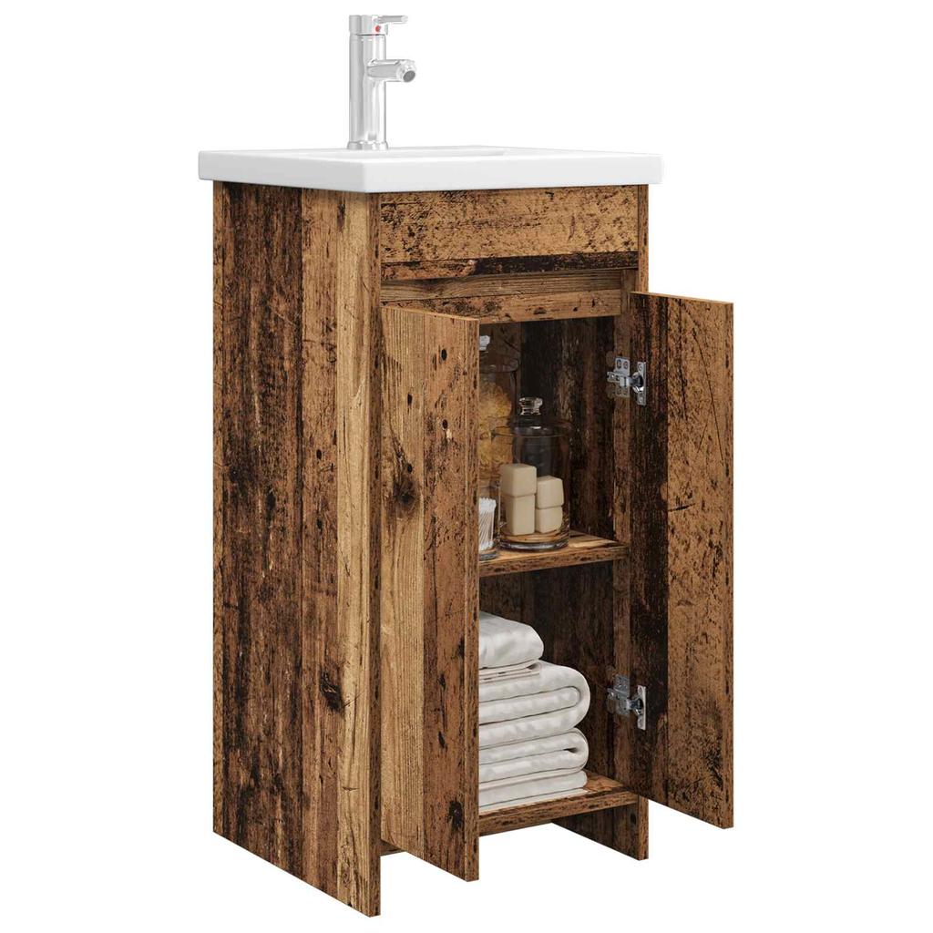 Bathroom Cabinet with Washbasin Rustic Wood Finish 42 X 40 X 84.5 Cm
