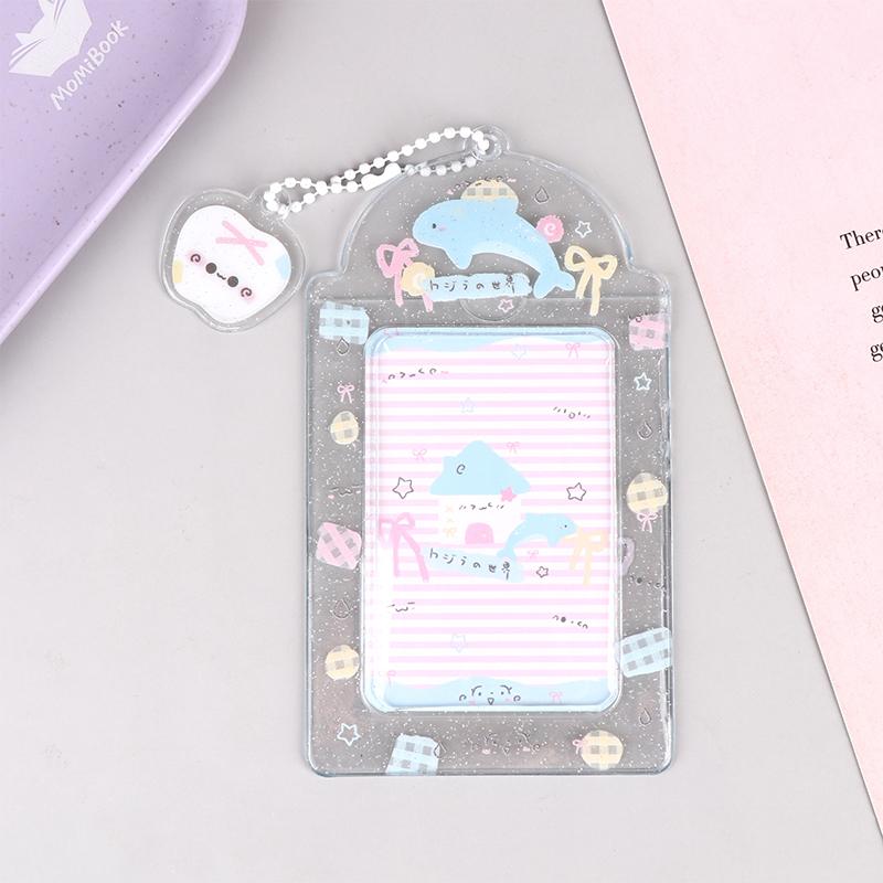 

3-дюймовый прозрачный ПВХ-холдер для карт с блестками, протектор для K-pop фотокарточек, держатель для фотокарточек, чехол-подвеска для ID, кредитных карт, бейджей A3