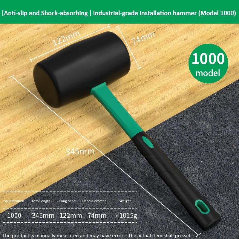 Hi-Spec Double Face Rubber Hammer Practical Multifunction Double-Sided Rubber Hammer Non-Slip Handle for Installation/DIY
