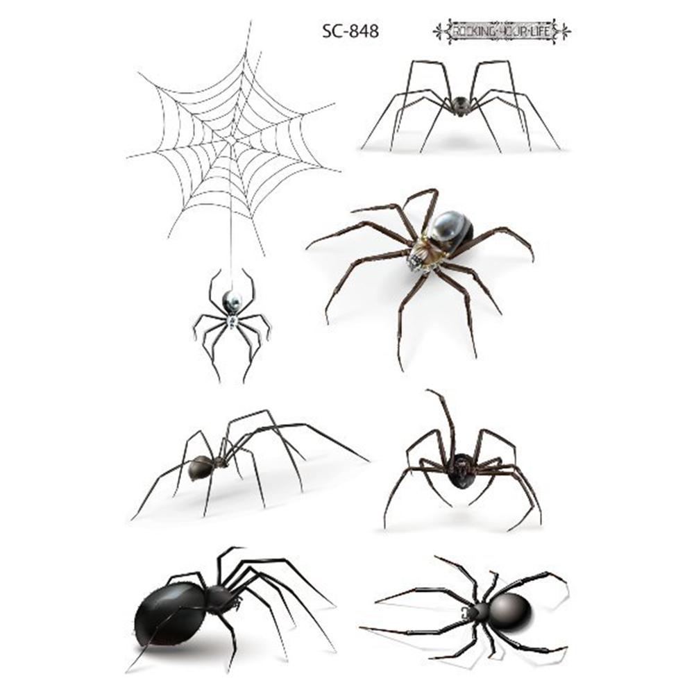 Waterproof Scary Halloween Fake Tattoo Body Art Spider Halloween Tattoo Temporary Tattoo Sticker