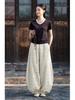 Unisex Boro-Style Linen Lantern Pants with Raw Edges for Meditation - Wide Leg & Autumn-Inspired Design