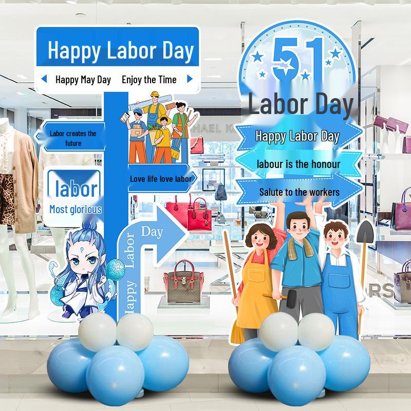 May Day Labor Day Balloon Décor for Malls, Stores, Business Halls, and School Events