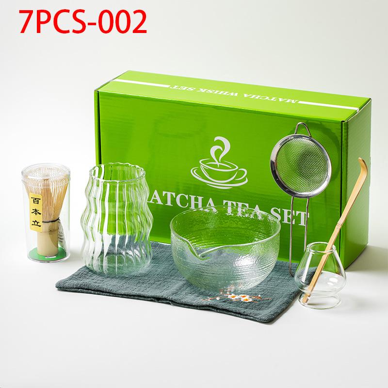 1/7/8Pcs Matcha Whisk Clear Glass Japanese Matcha Tea Set Bamboo Tea Whisk Matcha Brush Kiln Accessories Song Dynasty Tea Tools