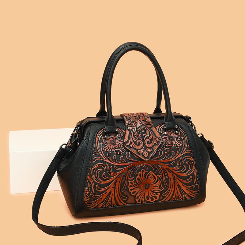 High Quality Vintage 3D Embossed PU Leather Women Shoulder Crossbody Bags Large Capacity Female Handbags Luxury Women's Tote Bag