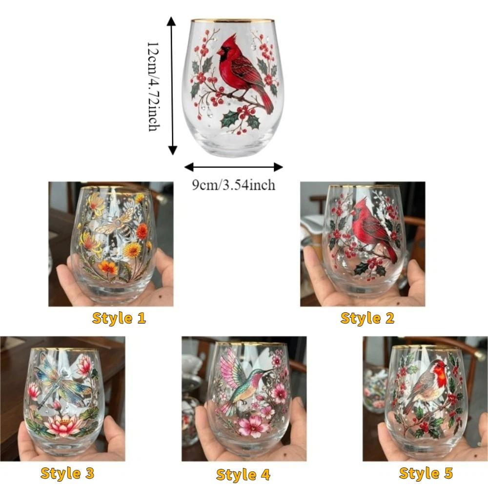 Creative Transparent Hummingbird Pattern Mug Embossed Cartoon Floral Pattern Cup Aesthetic Glass Tea Cups Gift