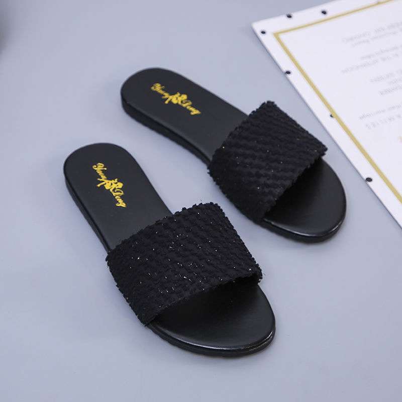Large Size Slippers, Women 41-43 with Fat Feet, Wide Fat Sister, One-word Drag, Soft-soled Non-slip and Cool Slippers for Summer Wear 42