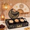 Star Moon Ramadan Wooden Tray Detachable Food Holder Eid Mubarak Snack Tray  Home Serving