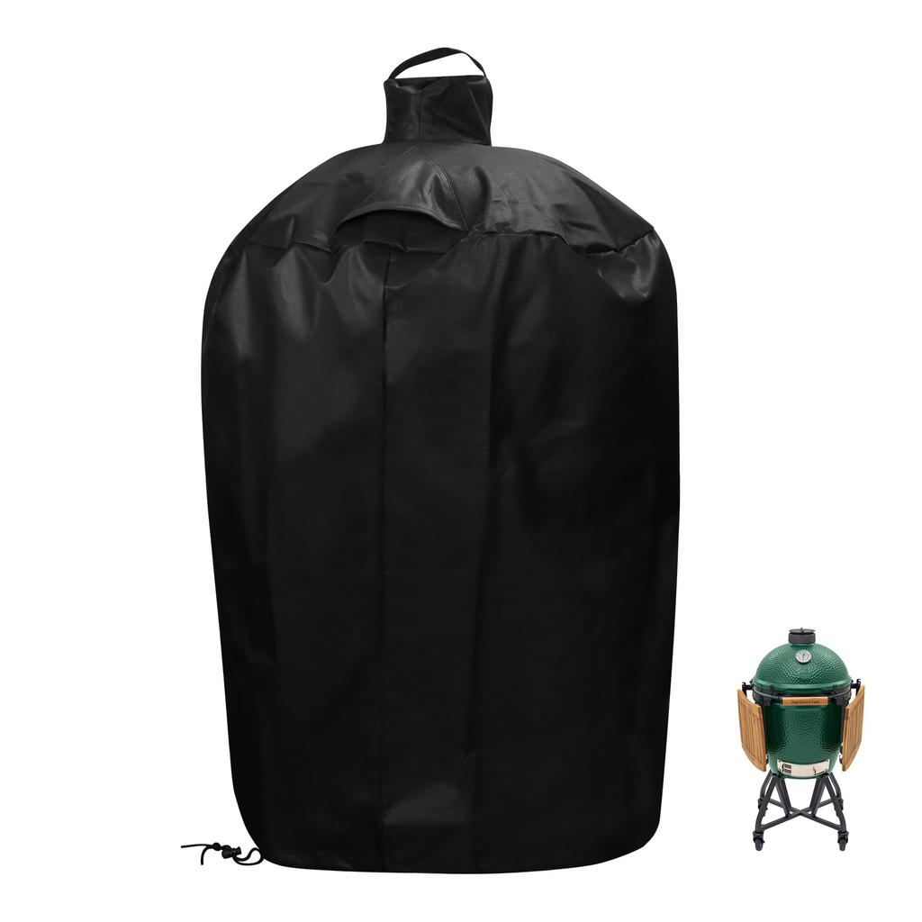 Grilltakaró nagy Big Green Egg és Kamado Classic Joe kerámia grillhez, 48 hüvelykes átmérőjű, vízálló, kültéri grillhez teljes takaró, kültéri BBQ dohányzóhoz tartozék fekete
