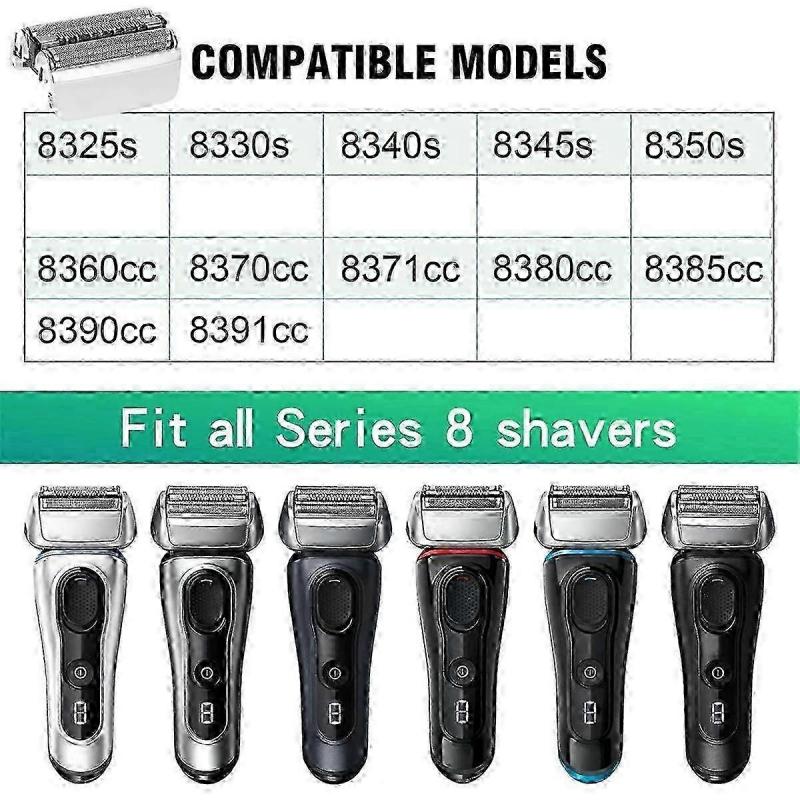 Replacement Shaver Heads for Series 8 83M Electric Razor Model 8370Cc8340S by Braun S8