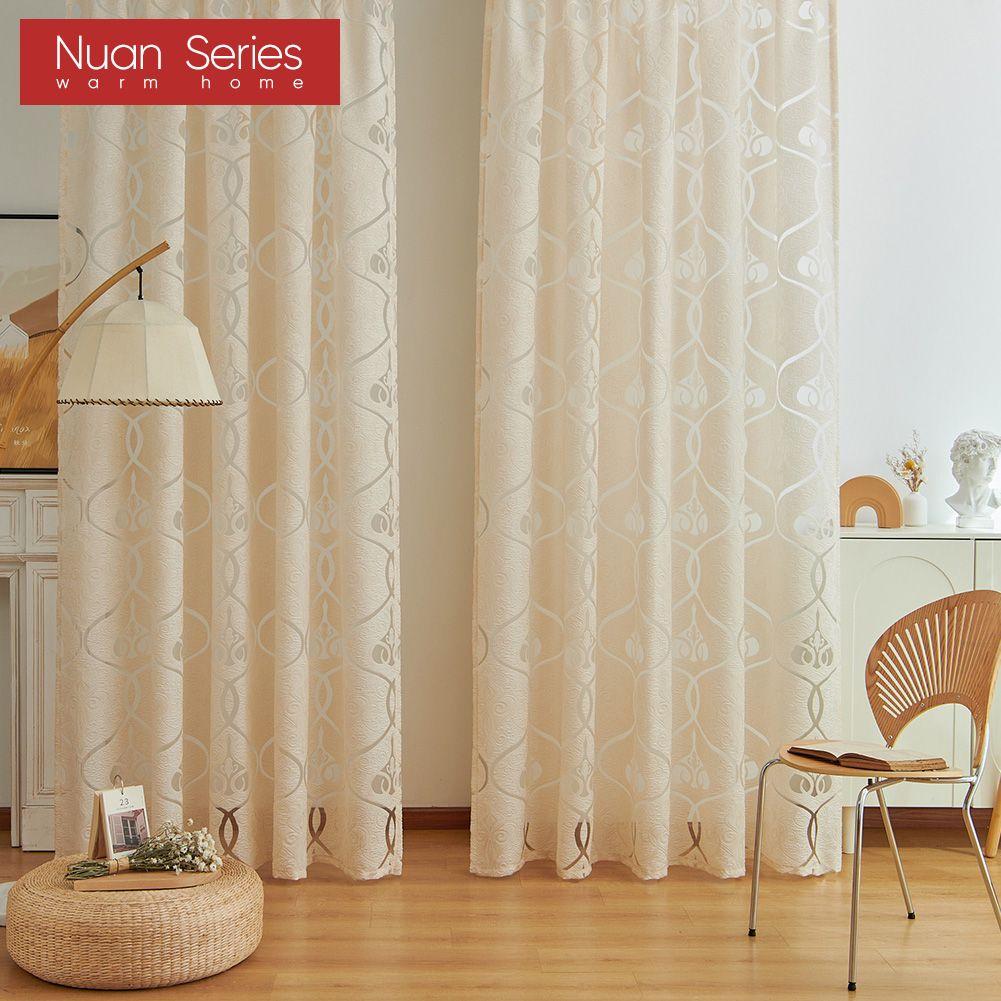 1PC Nuan Series Jacquard Window Sheer Curtain European Design Flowers Tulle Living Room Curtain For Home Decor
