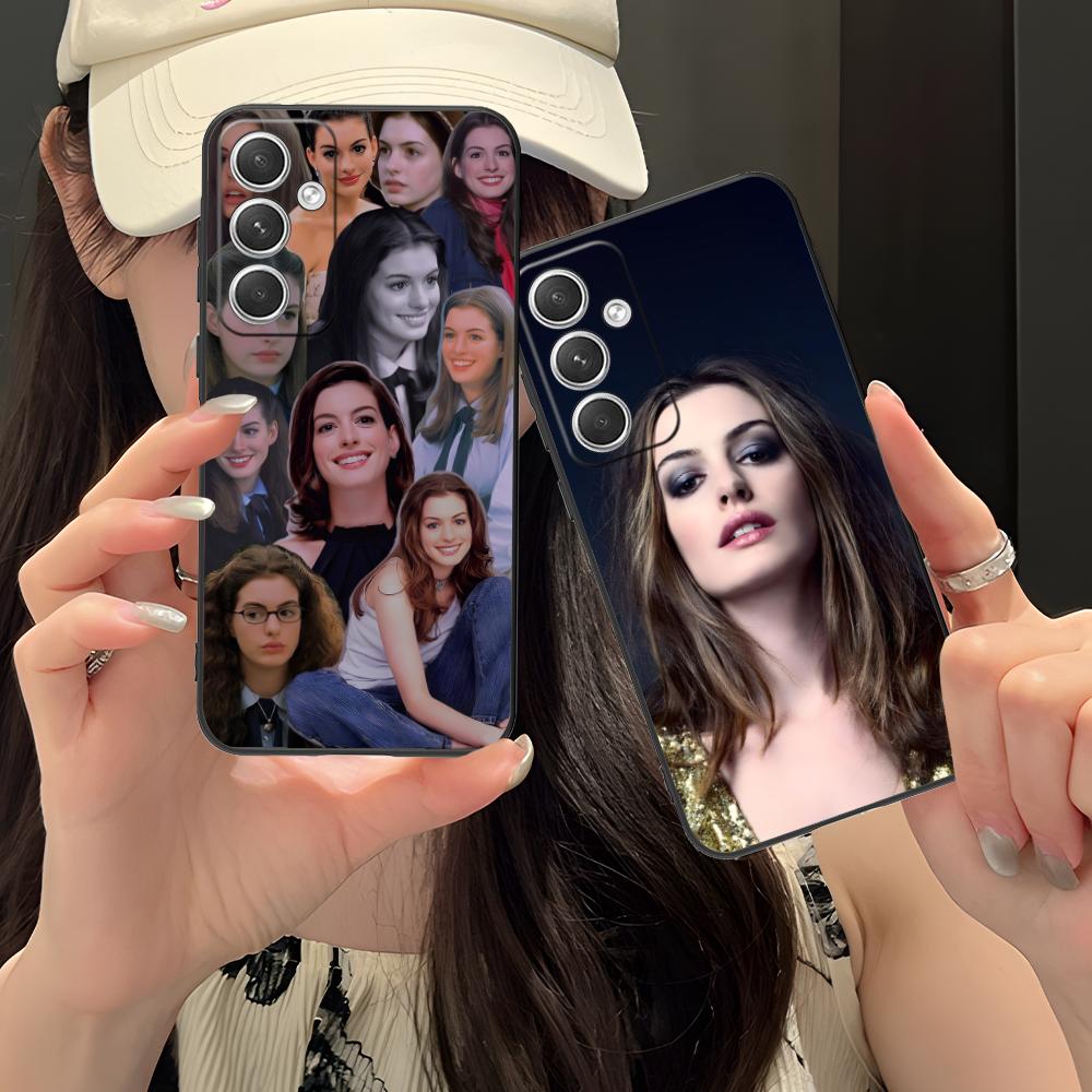 Anne Hathaway Mobile Phone Case for Samsung Galaxy S26 S25 S24 S23 S22 S21 S20 Note20 Plus FE Ultra Colorful Cover Luxury Pretty