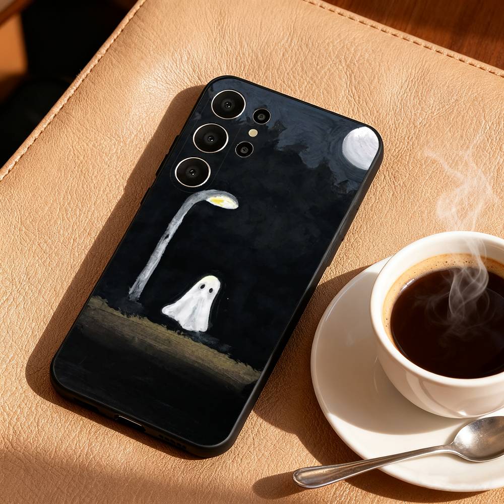 

O-Oil Painting C-Cute G-Ghosts Lovely Phone Case For Samsung S26,S25,24,23,22,30,21,10,9,Ultra,Plus,Lite,Black Soft Case Samsung S22ULTRA5G