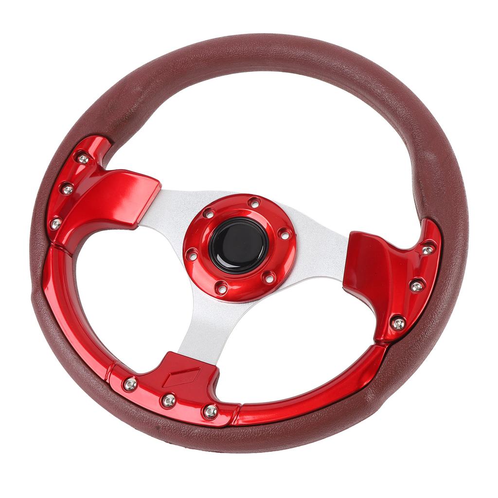 13in Universal Racing Steering Wheel Shockproof PU Leather Sport Style Steering Wheel for Vehicle with 6 Hole Hub
