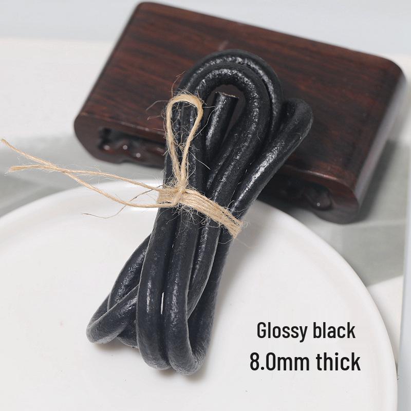 8mm Thick Round Genuine Cowhide Leather Rope, 1m Long, Free Shipping - Perfect for DIY, Crafts, Pet Leashes & Jump Ropes