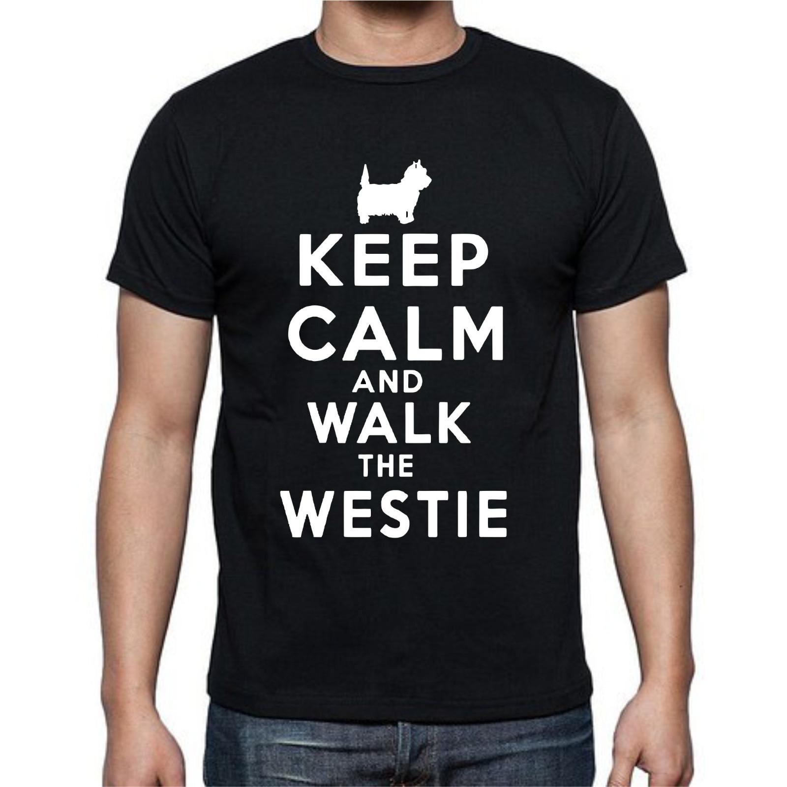 Keep Calm And Walk The Westie Dog Walking Funny T Shirt Mens Womens Tees Top tee L