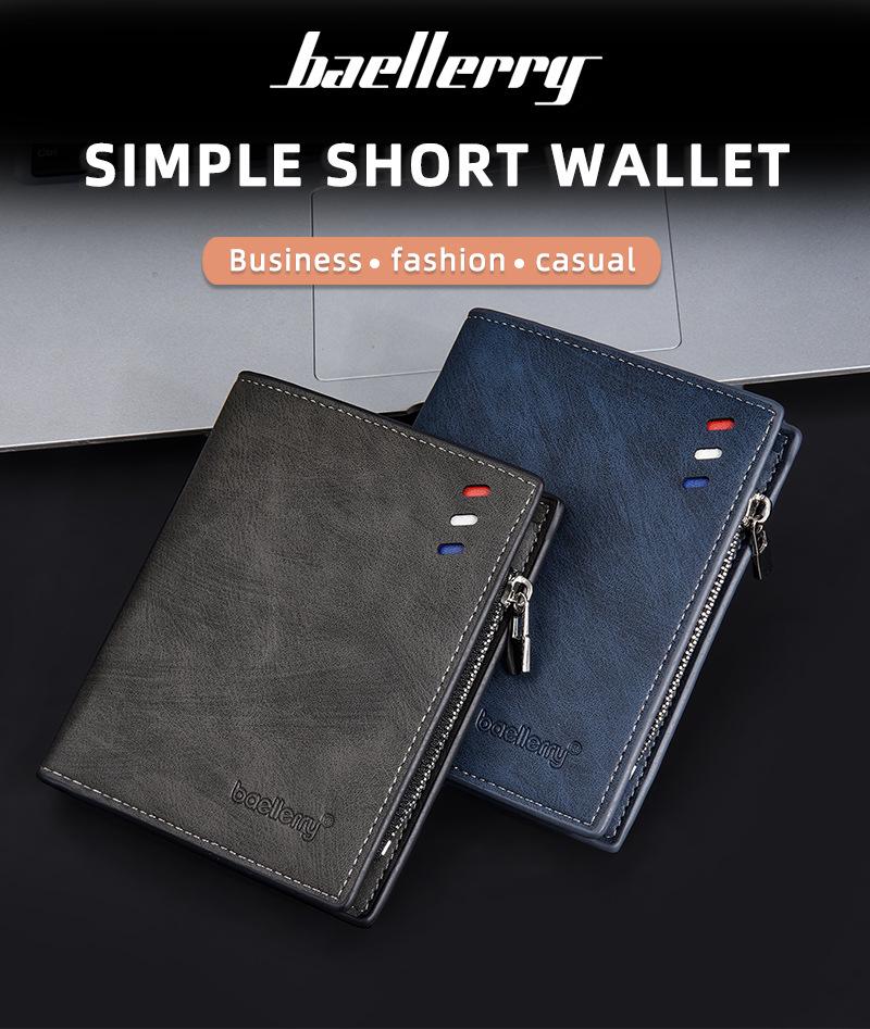 Trendy Men's Color Stripe Wallet with Logo, Card Holder, Zipper Pocket