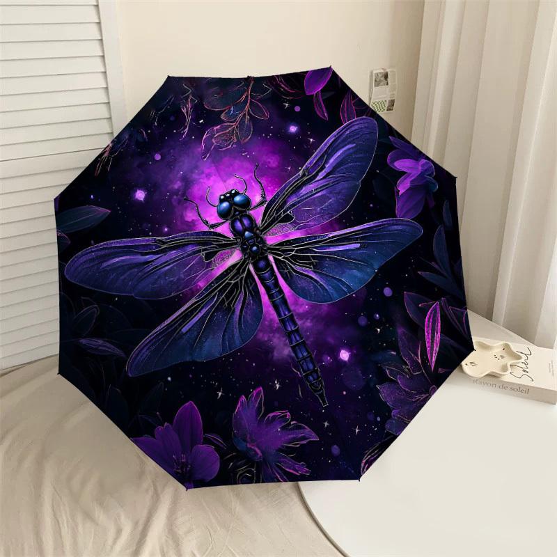 

1PC dragonfly purple Automatic Open/Close Umbrella Compact Folding Umbrella with 8-Rib Shaft lightweight esign, Highquality Fabric1148A