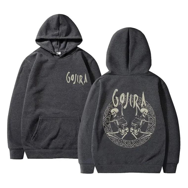 French Metal Band Gojira Skeleton Double Sided Graphic Hoodie Men Women Vintage Hooded Pullover Male Casual Oversized Hoodies