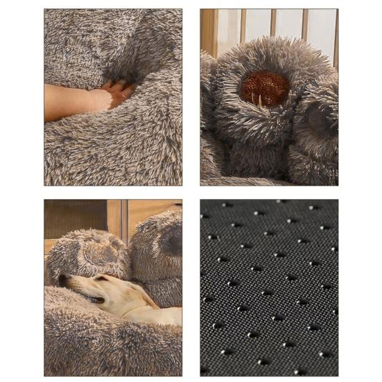Dogs Fuzzy Nest Bed Cute Bear Paw Design Cat Sofa Bed Soft Fluffy Cushion Plush Cozy Pet Sleeping Bed for Small Medium Large Dogs And Cats