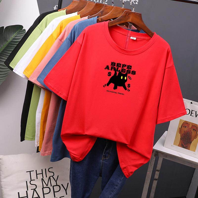 Cat Animal Pet Love Style Clothes Summer Female T-shirts Short Sleeve Ladies Print Fashion Women's Clothing Graphic Tee