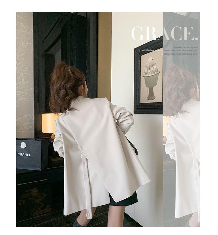 Beige Back Slit Small Suit Jacket for Women - Spring 2025 Korean Style Loose Fit Blazer