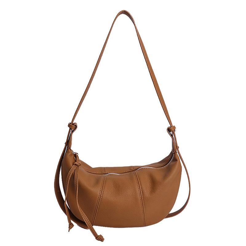 Minimalist Crossbody Bag for Women Soft Leather Shoulder Bag Zip Closure Trendy Hobo Style Handbag