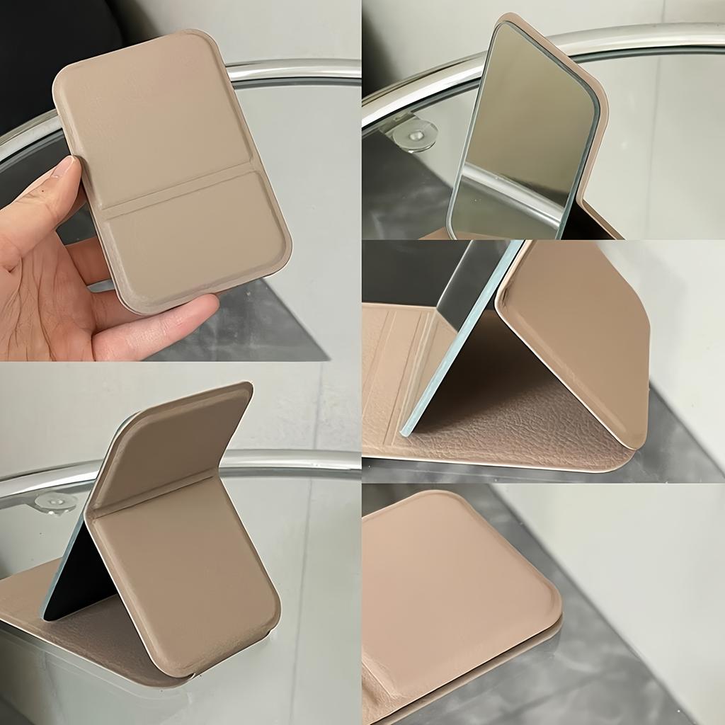 Rectangular Foldable Vanity Mirror, Portable Korean Style Travel Makeup Mirror with Stand Compact Handheld Beauty Gift for Women