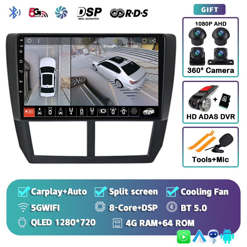 Android 14 Carplay Auto For Subaru Impreza GH GE 2007 2008 2009 2010 2011 Car Radio Multimedia Player Stereo Head Unit WiFi+4G