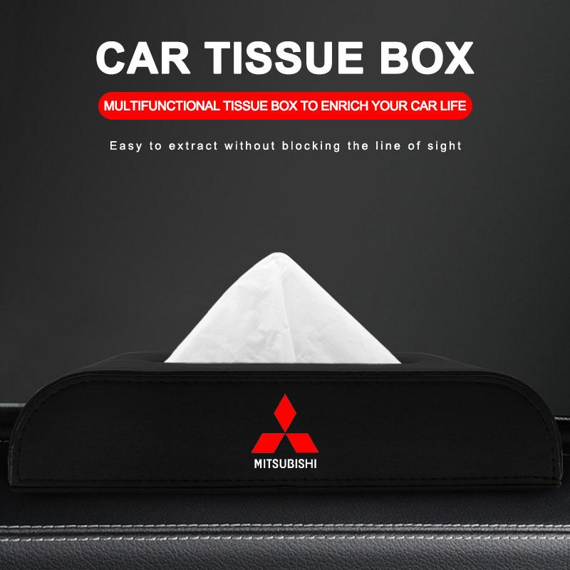 Car Tissue Box Holder Armrest Box Storage Case For Mitsubishi Outlander Lancer 10 9 ASX RALLIART Eclipse L200 Pajero