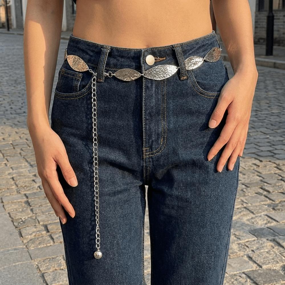 Adjustable Waist Chain Irregular Leaves Waistband Fashion Match Skirt Belt Women