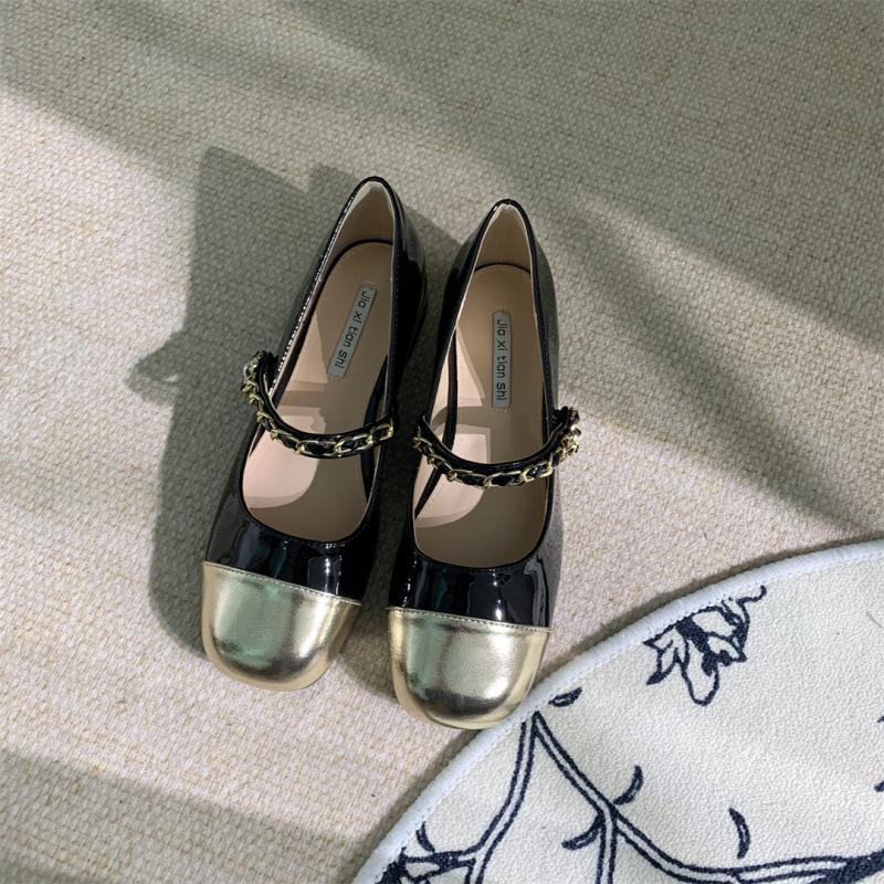 

Сяосянфэн туфли-лодочки на низком каблуке французского серебристого цвета женские туфли 2025 новые осенне-летние цветные маленькие кожаные туфли 35