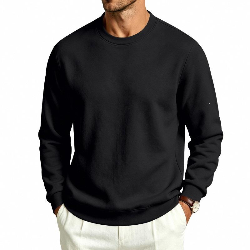 Herren lockerer Fleece-Rundhals-Langarm-Freizeit-Sweatshirt