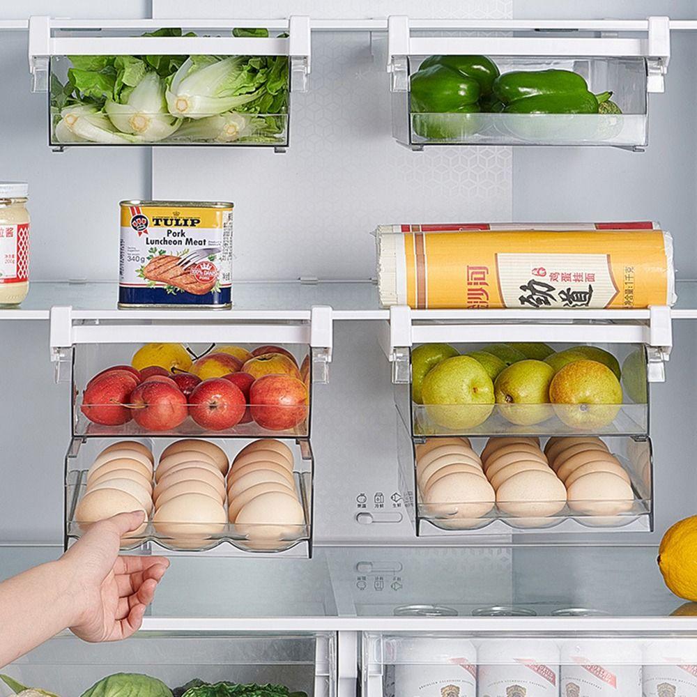 

Ящик для хранения яиц и фруктов, выдвижной лоток, креативный прозрачный ящик для хранения, кухонный 1 Layer