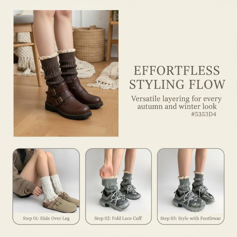 Ankle Warmers Leg Womens Winter Warm Stretch Knitted Slouch Thermal Ladies Thick Cuffs Boot Socks Female Gaiter Lolita Gift