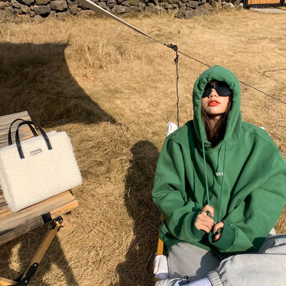 

Женское осенне-зимнее пальто свободного кроя с принтом букв в корейском стиле с длинными рукавами M