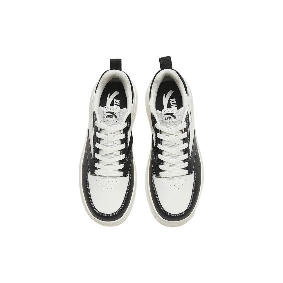 New Anta Young Generation Anti Slip And Wear Resistant Lightweight Low Top Skateboard Shoes Black White 912328060-4