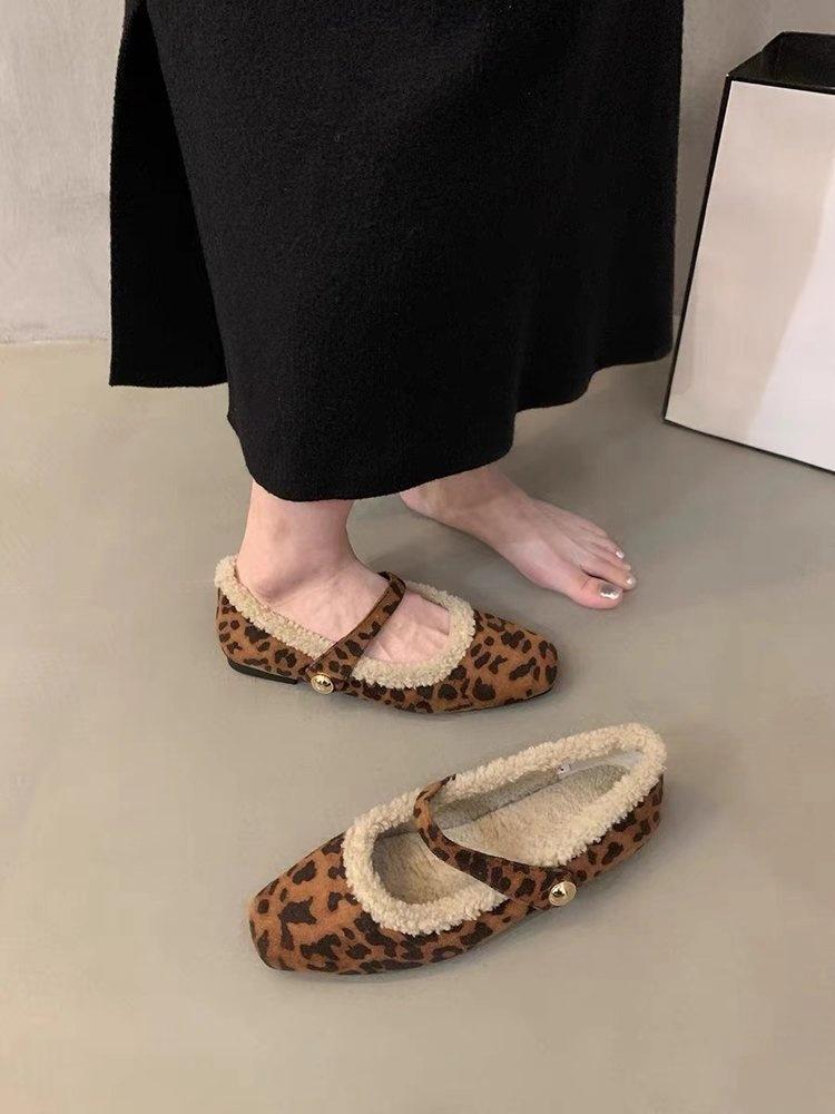 

Замшевые туфли Mary Jane Mao женские 2025 новые хлопковые туфли женские зимние бархатные туфли на плоской подошве удобные одинарные туфли женские 40