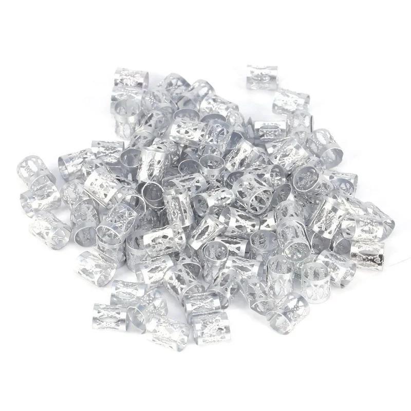 100 ks Miniaturní kroužky na dredy Nastavitelné manžetové klipy na copánky s 8mm otvory