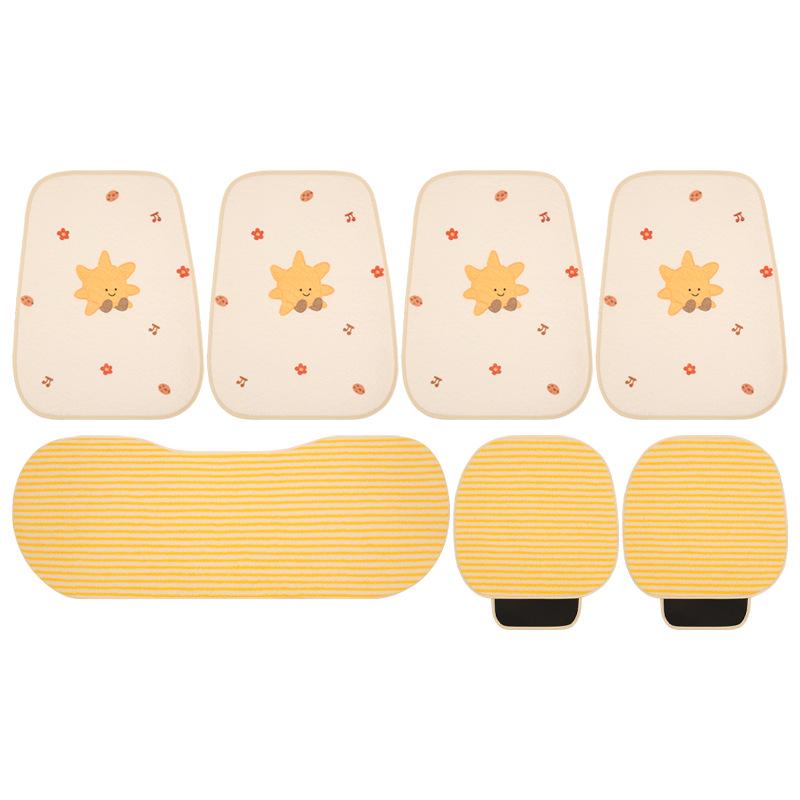Cute Striped Winter Plush Car Seat Cushion for Nissan and Land Rover Models
