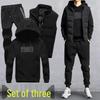 Abbigliamento sportivo da uomo con cappuccio: Set Felpa Gilet e Pantaloni Casual Autunno/Inverno