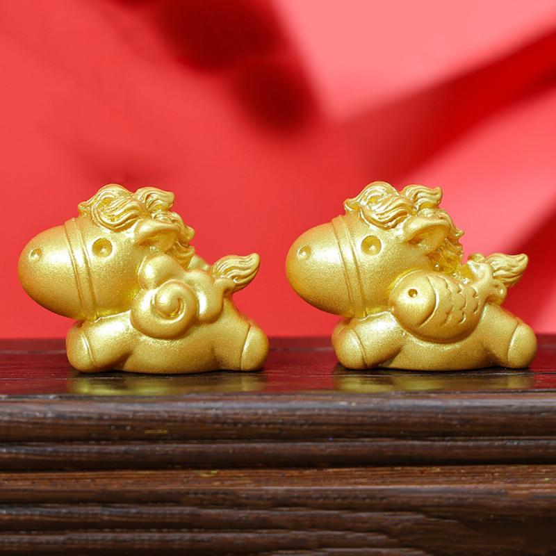 2026  Year Figurines Miniatures Cartoon Lucky Gold Horse Micro Landscape Ornaments Home Room Desk Decorations Gift