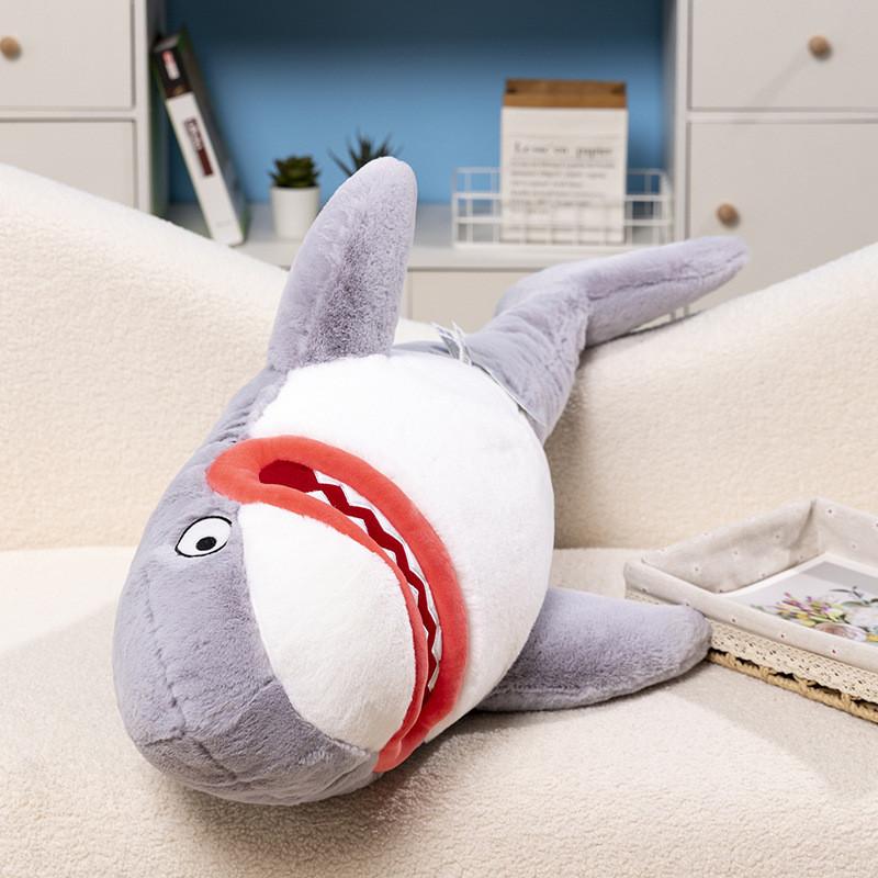 Large Ocean Animal Plush Toy Pillow Wholesale Shark Doll Cross-border Pressure Bed Doll Birthday Gift 85cm