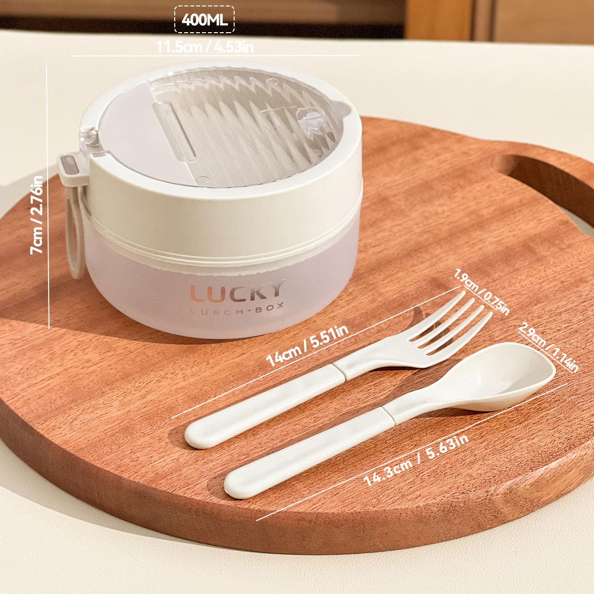 

WORTHBUY Portable Clear Plastic Lunch Box With Folding Fork Spoon Microwave Sealed Leak Proof Fruit Salad Bento Box For Adult