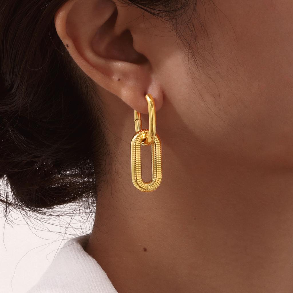 Paperclip Oval Drop Dangle Earrings, Stainless Steel Chain Chunky Loop Hoop Earrings for Women,Trendy Geometric Jewelry Gift