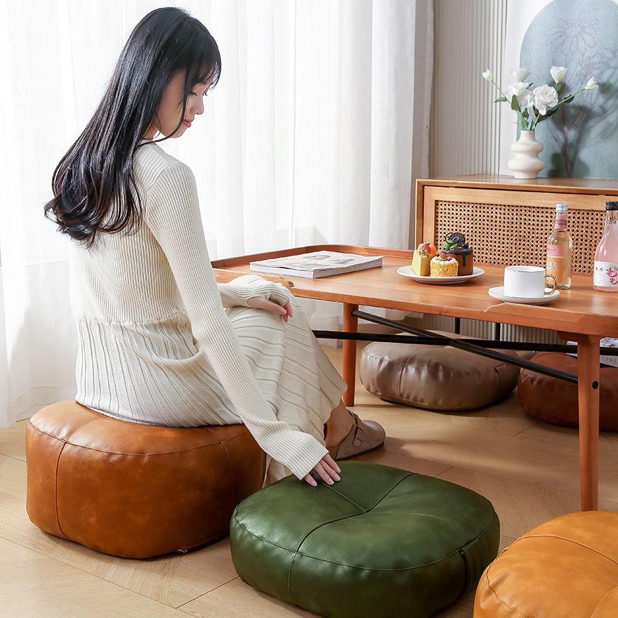 Japanese Floor Cushion: Tatami Leather Zen Meditation Mat for Living Room or Bay Window