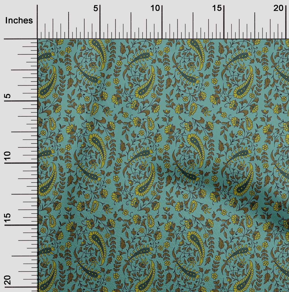 oneOone Cotton Flex Fabric Leaves|Floral & Paisley Block Print Fabric By The Yard 40 Inch