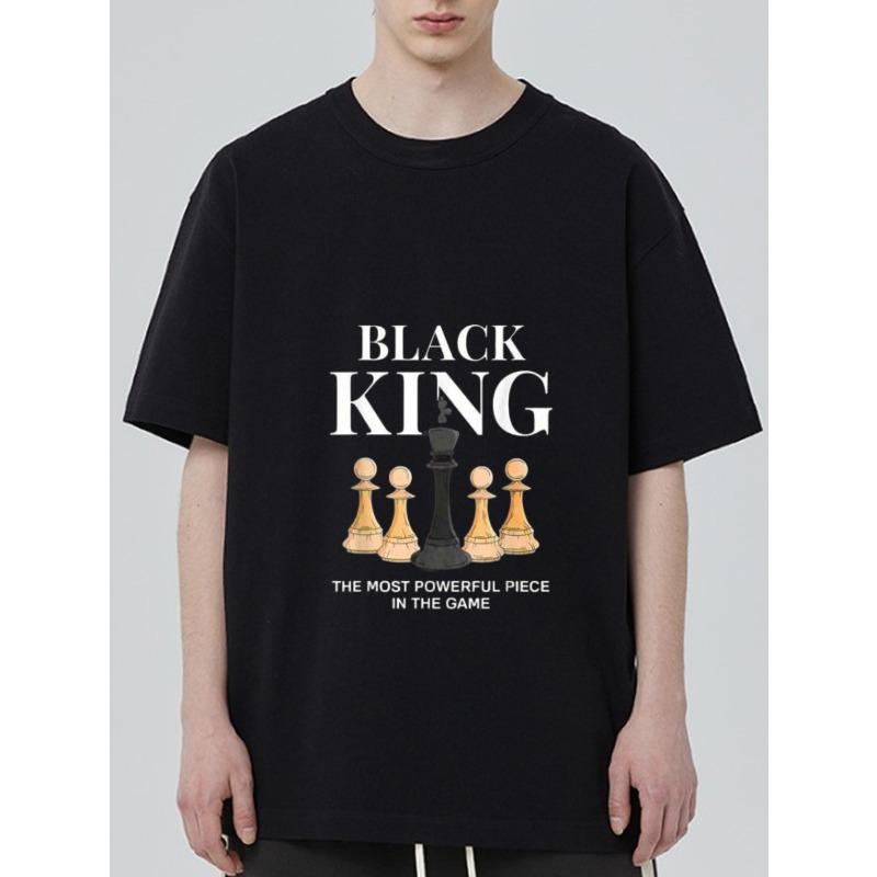

Black T-Shirt Black King Chess Piece Print The Most Powerful Piece in The Game Casual Streetwear for Men and Women XXXXL чёрный