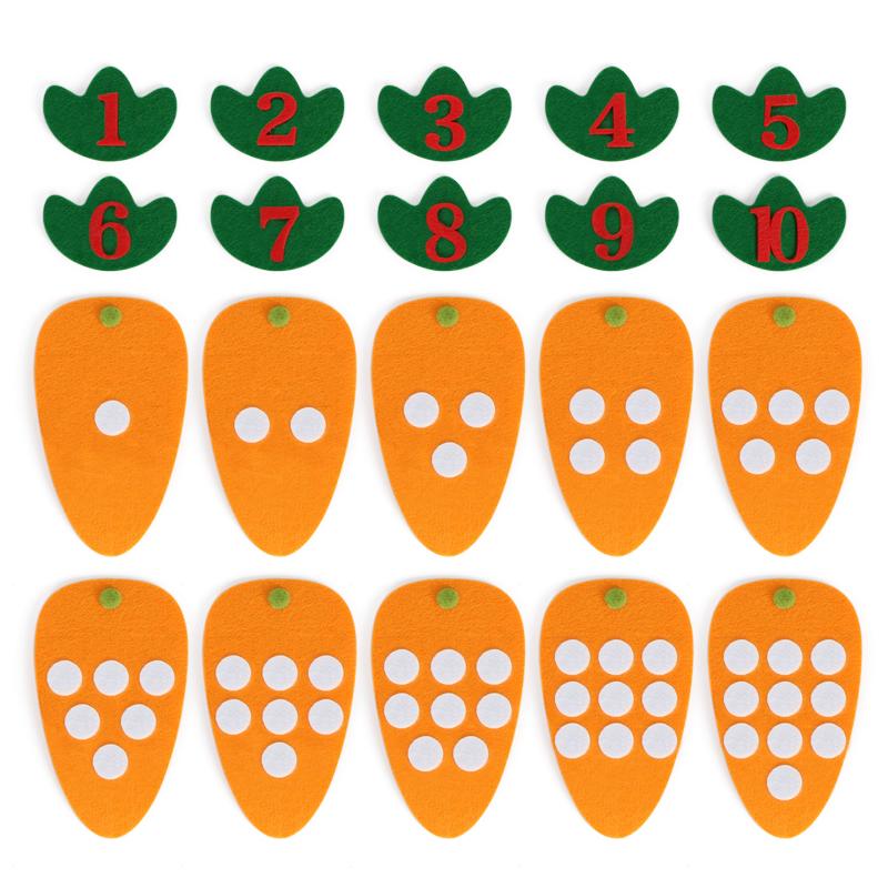 1-10 Giocattolo Educativo Montessori Puzzle per Bambini Giocattolo Fai da Te Fatto a Mano Scuola dell'Infanzia Carota Albero di Mele Abbinamento Insegnamento Digitale Gyh