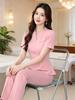 V-Neck Women's Professional Salon and Hotel Dress - Autumn Fashion Overalls Skirt