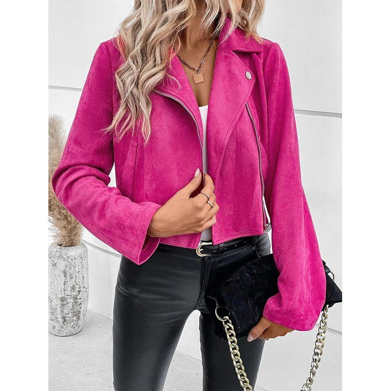 European and American Winter Slim fit Short Lapel Zip-up Jacket Short coat Women Short Jacket for Women